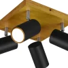 Takspot Med Minst 4 Lampor-Trio Lighting Marley Spotlight 4-delad GU10 matt svart/trä
