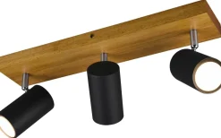 Avlånga Takspotlights|Takspot Med 3 Lampor-Trio Lighting Marley Spotlight 3-delad GU10 matt svart/trä