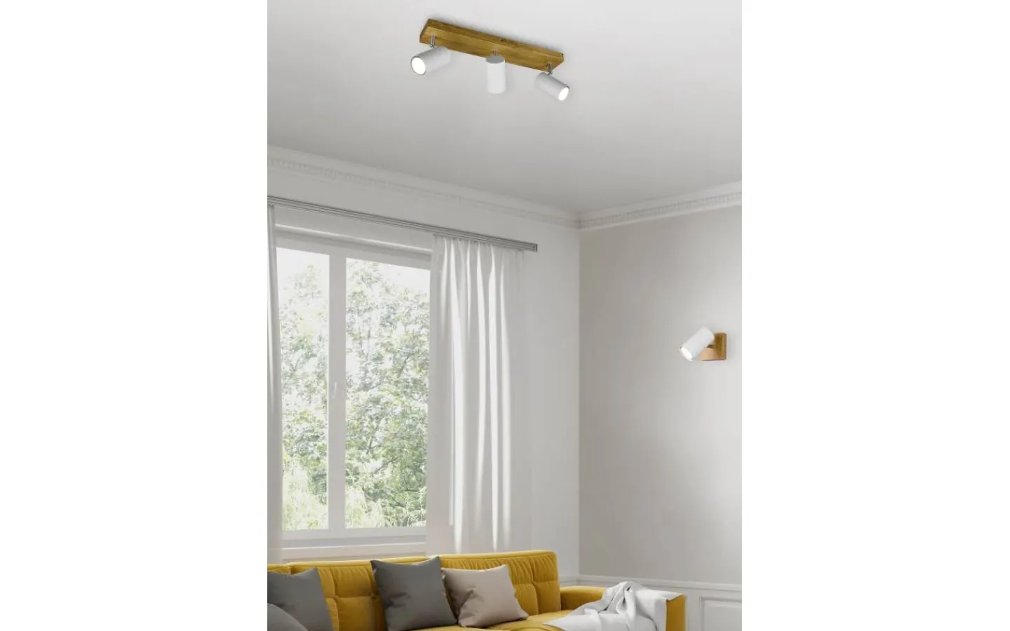 Läslampor < Trio Lighting Marley Spotlight GU10 matt vit/trä