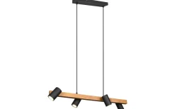 Avlånga Taklampor < Trio Lighting Marley Takpendel 4-delat 80cm GU10 matt svart/trä