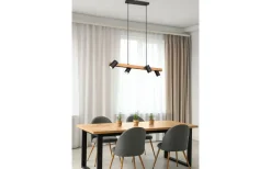 Avlånga Taklampor < Trio Lighting Marley Takpendel 4-delat 80cm GU10 matt svart/trä