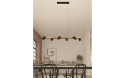 Avlånga Taklampor-Trio Lighting Marley Takpendel 6 st 115cm GU10 matt svart/trä