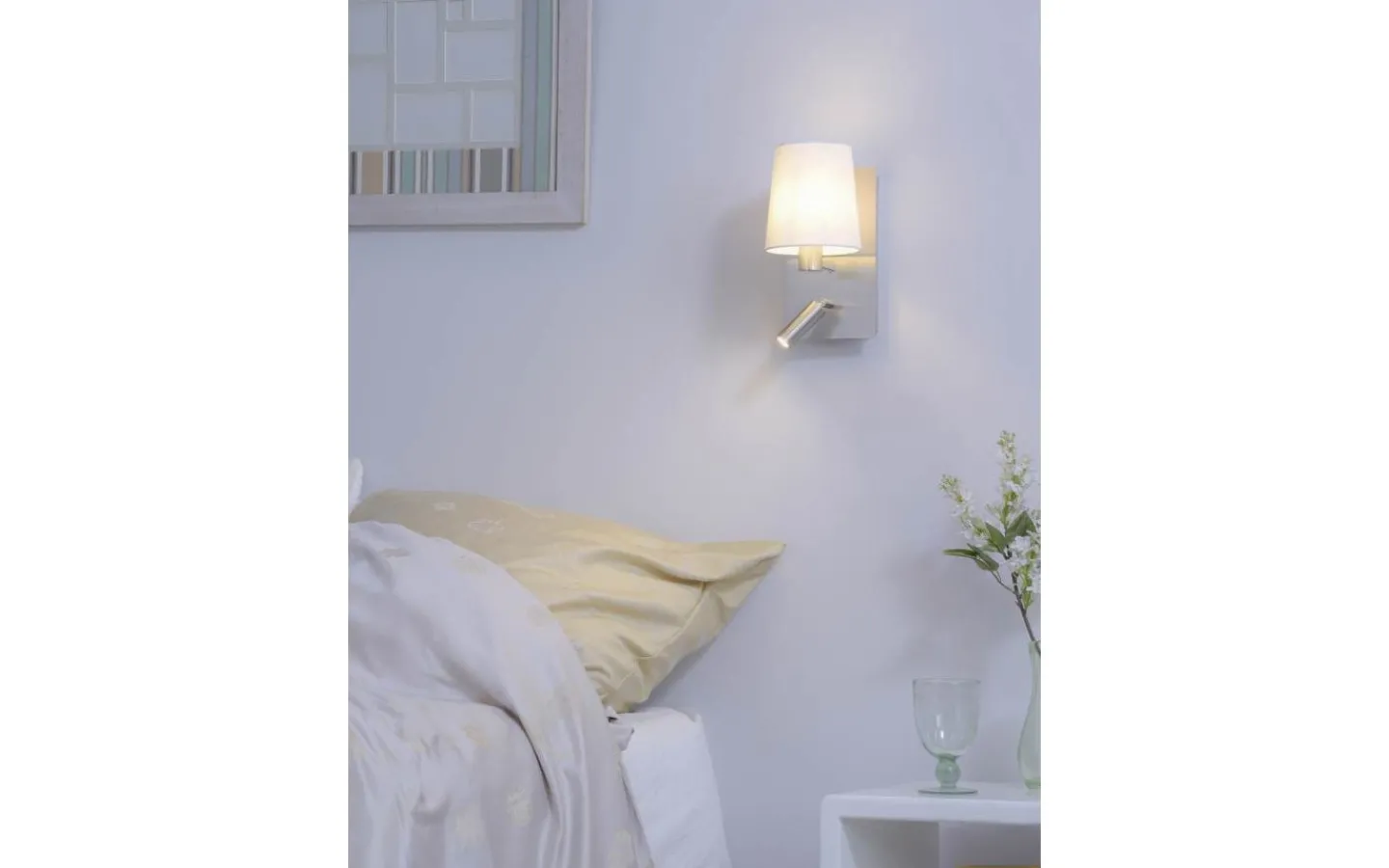 Läslampor < Trio Lighting Marriot Vägglampa E27 + LED borstat stål/vit