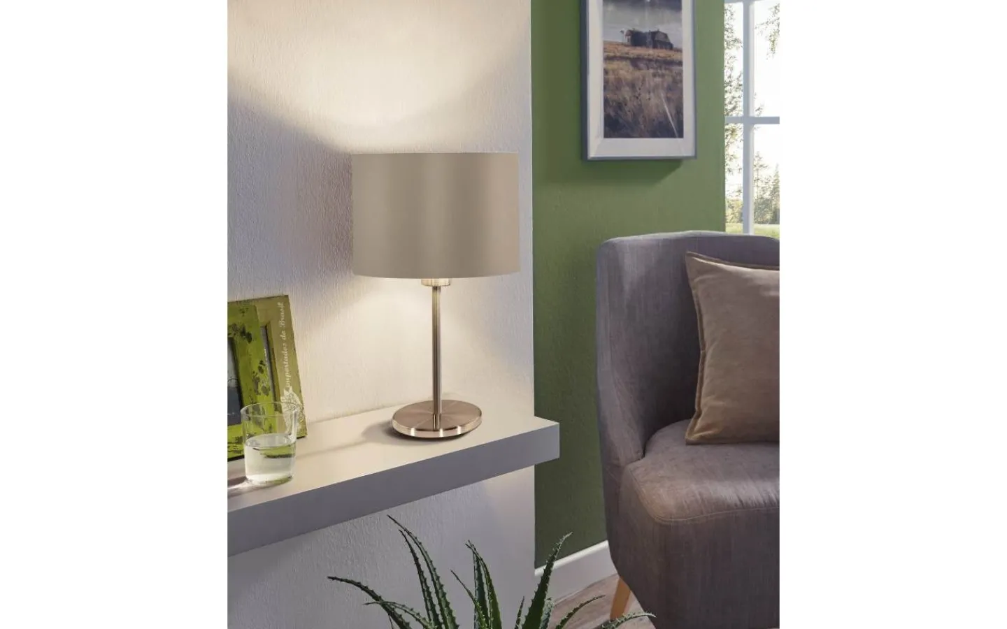 Bordslampor < Eglo Maserlo Bordslampa 42cm Taupe/Guld