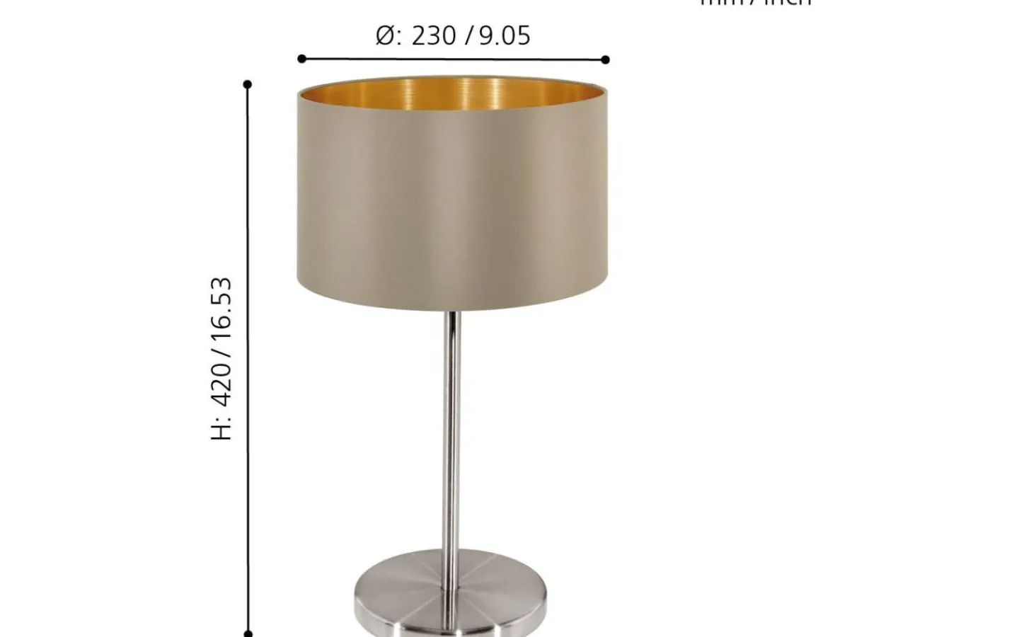 Bordslampor < Eglo Maserlo Bordslampa 42cm Taupe/Guld