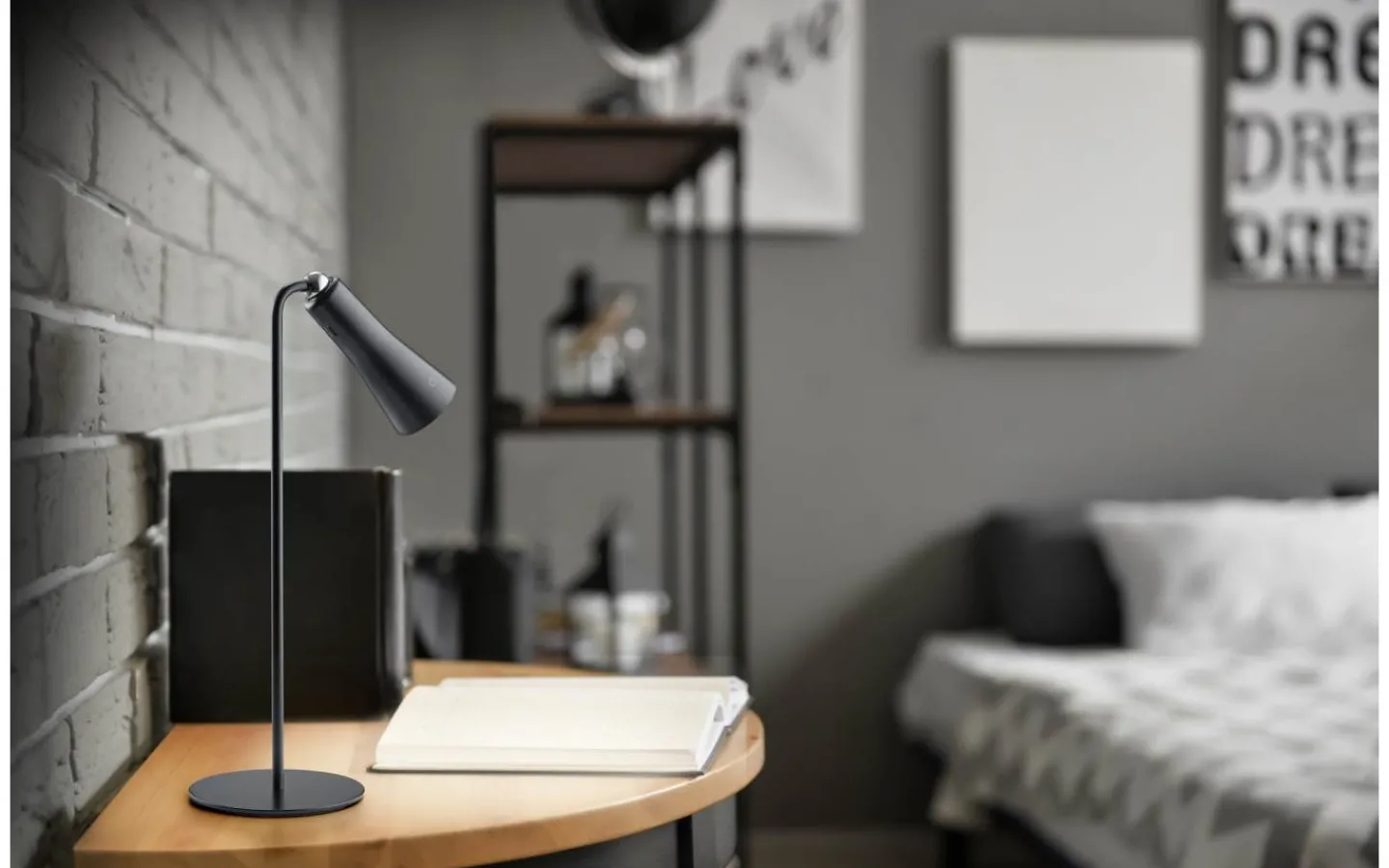 Uppladdningsbara Lampor Inomhus|Läslampor-Reality Maxi Bordslampa LED mattsvart uppladdningsbar