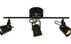 Avlånga Takspotlights|Takspot Med 3 Lampor < Aneta Metz Takspotlight 56cm 3L Svart/Matt Mässing