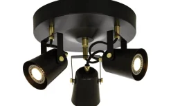 Runda Takspotlights|Takspot Med 3 Lampor-Aneta Metz Takspotlight 25cm 3L Svart/Matt Mässing