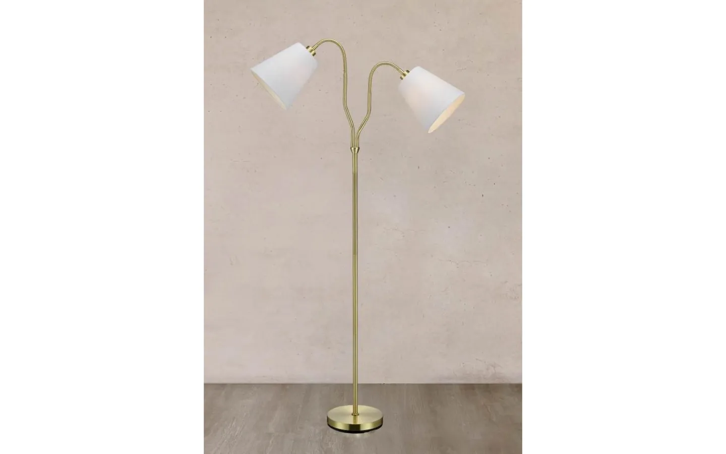 Vardagsrum|Golvläslampor-Markslojd Modena Golvlampa 152cm 2L Mässing/Vit