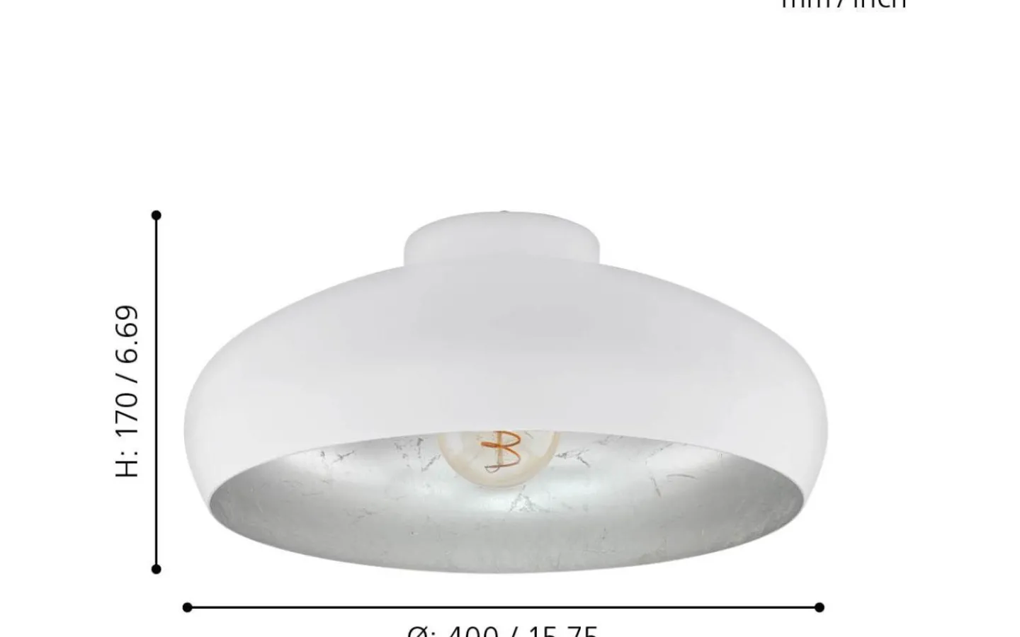 Plafonder-Eglo Mogano Plafond Ø40cm Vit