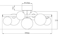 Hall & Trappa|Sovrum-Aneta Molekyl Plafond 58cm Mässing/Vit
