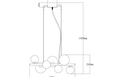 Avlånga Taklampor < Aneta Molekyl Taklampa 58cm 7L Svart/Rök