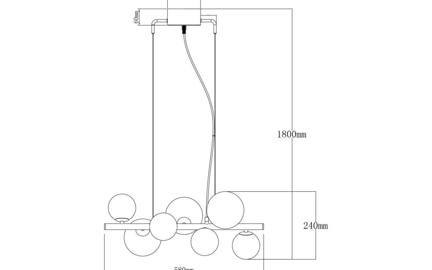 Avlånga Taklampor < Aneta Molekyl Taklampa 58cm 7L Svart/Rök