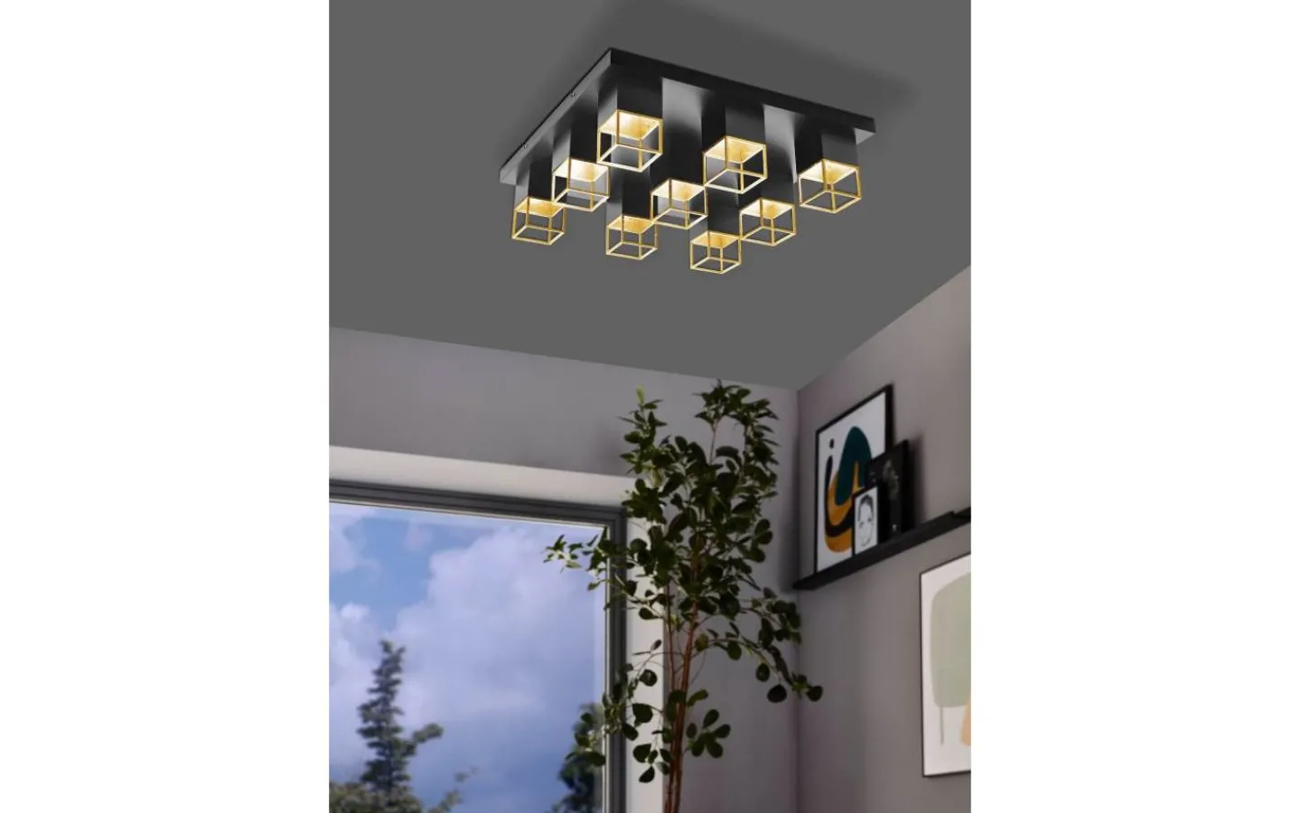 Plafonder-Eglo Montebaldo 60cm Svart/Guld