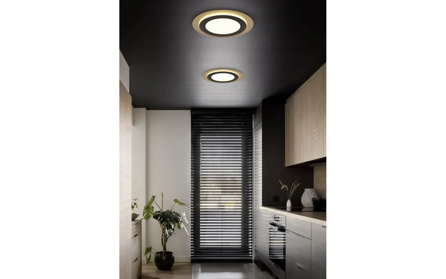 Plafonder-Trio Lighting Morgan Plafond LED 45cm matt svart/guld