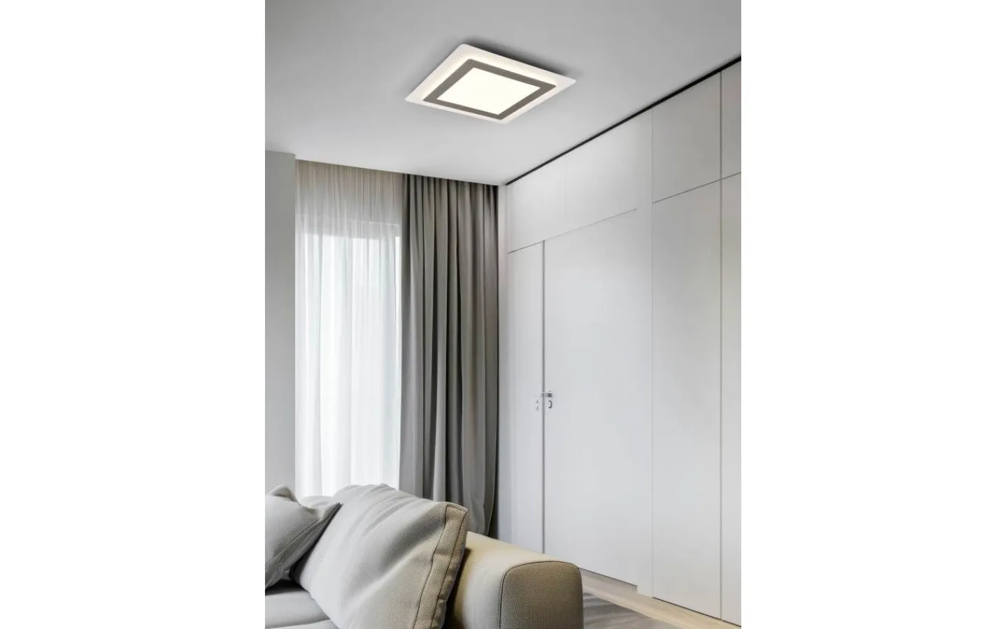Plafonder-Trio Lighting Morgan Plafond LED 45x45cm vit/borstad stål