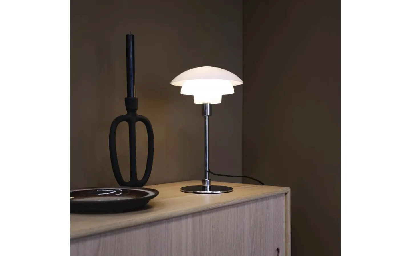 Bordslampor-Dyberg Larsen Morph D21 Bordslampa 35cm Opal/Krom