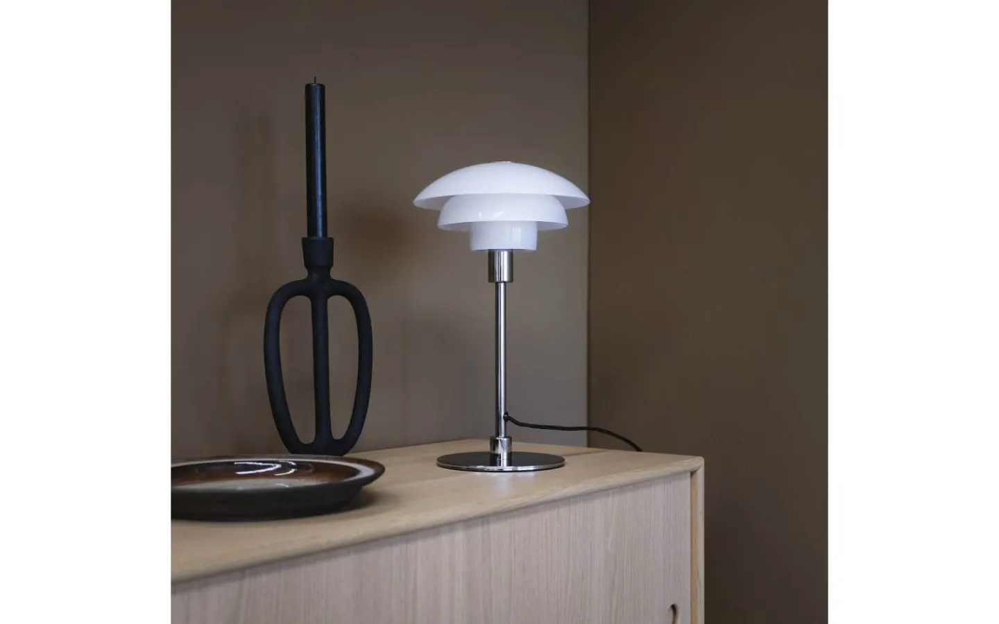 Bordslampor-Dyberg Larsen Morph D21 Bordslampa 35cm Opal/Krom