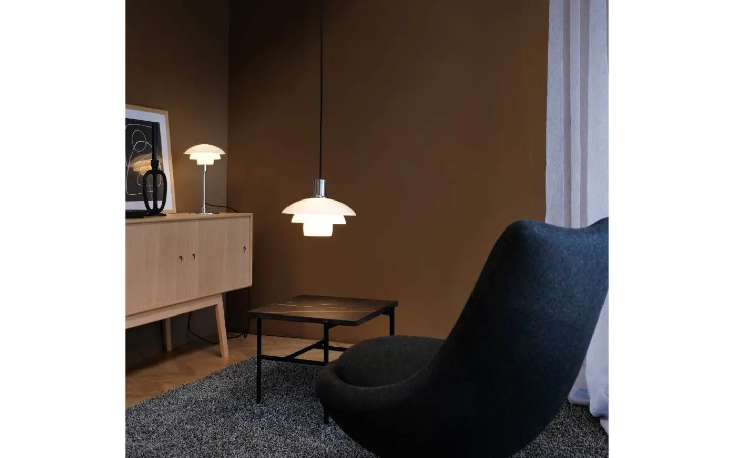 Bordslampor-Dyberg Larsen Morph D21 Bordslampa 35cm Opal/Krom