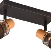 Takspot Med 2 Lampor-Trio Lighting Nandini Spotlight 2-delad E14 matt svart/trä