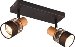 Takspot Med 2 Lampor-Trio Lighting Nandini Spotlight 2-delad E14 matt svart/trä