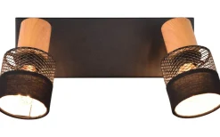 Takspot Med 2 Lampor-Trio Lighting Nandini Spotlight 2-delad E14 matt svart/trä