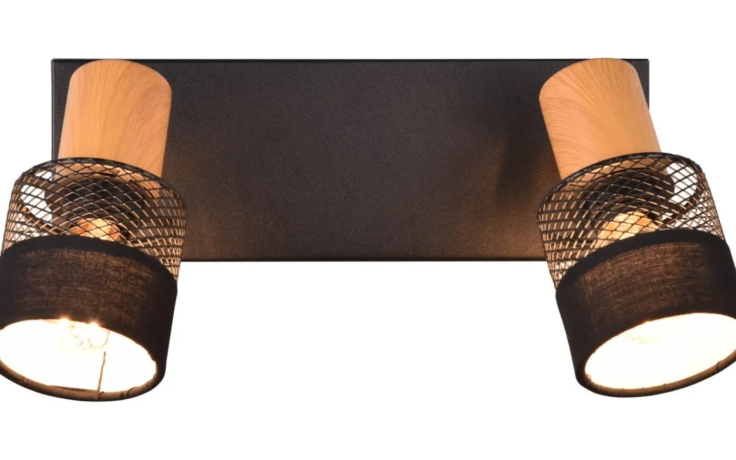 Takspot Med 2 Lampor-Trio Lighting Nandini Spotlight 2-delad E14 matt svart/trä