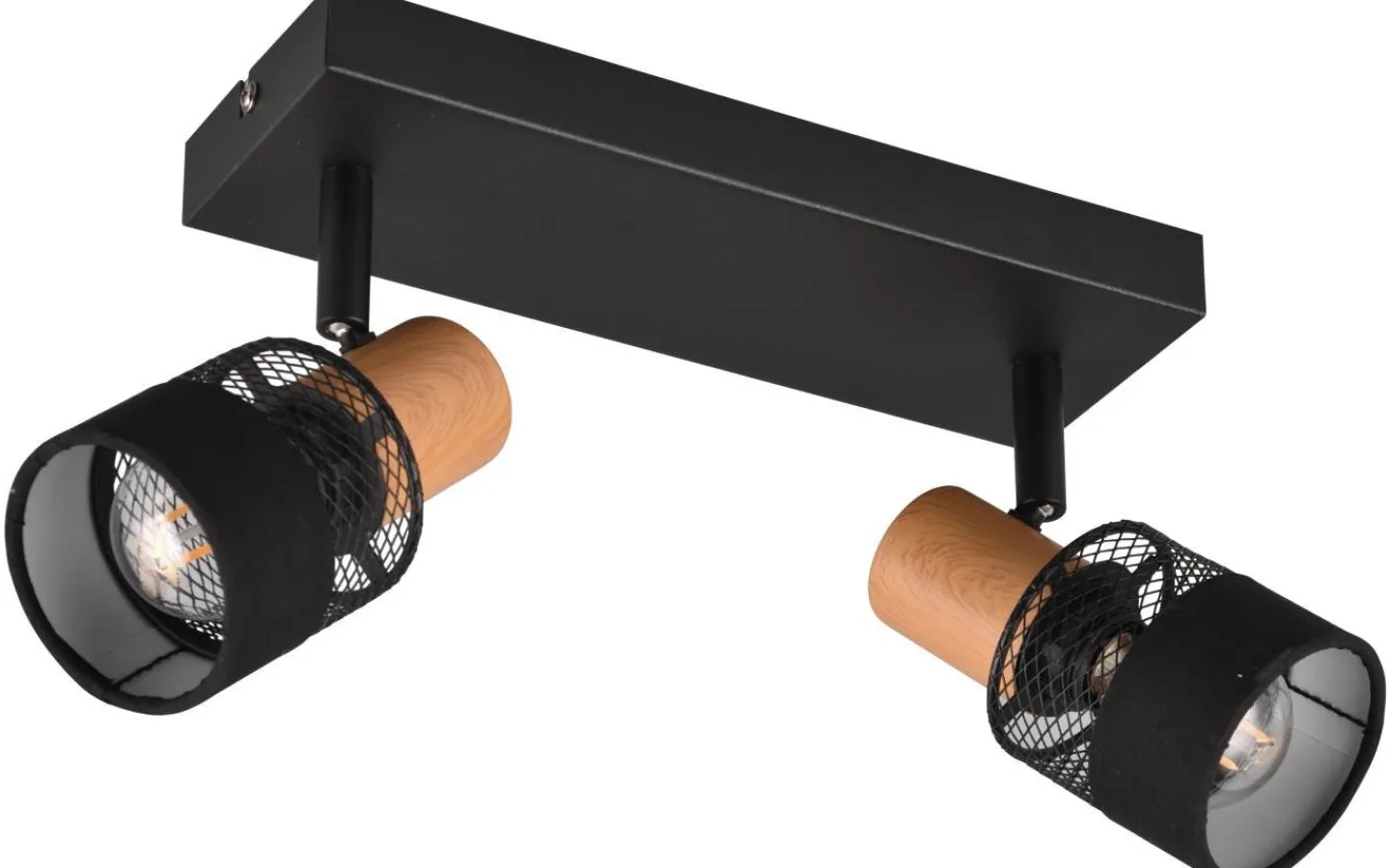 Takspot Med 2 Lampor-Trio Lighting Nandini Spotlight 2-delad E14 matt svart/trä