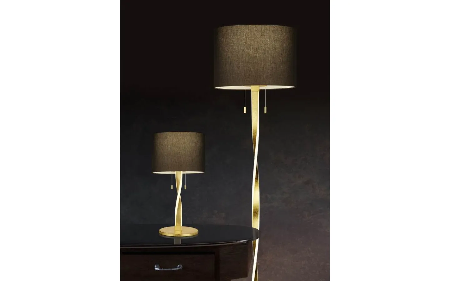 Bordslampor-Trio Lighting Nandor Bordslampa E27 + LED svart/guld