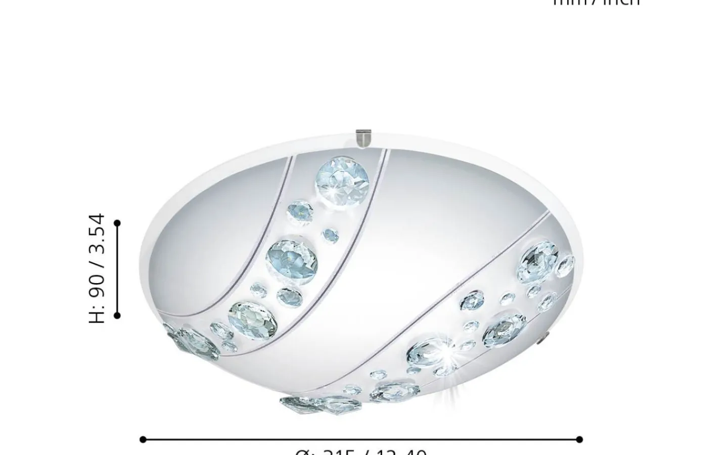 Plafonder-Eglo Nerini Plafond 31,5cm LED 4000K 16W Vit/Kristall