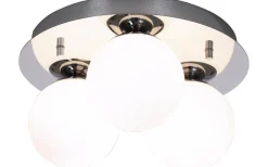 Badrum|Badrumslampor Tak-Aneta Nicosia Plafond 25cm 3L Badrum Krom/Vit IP44