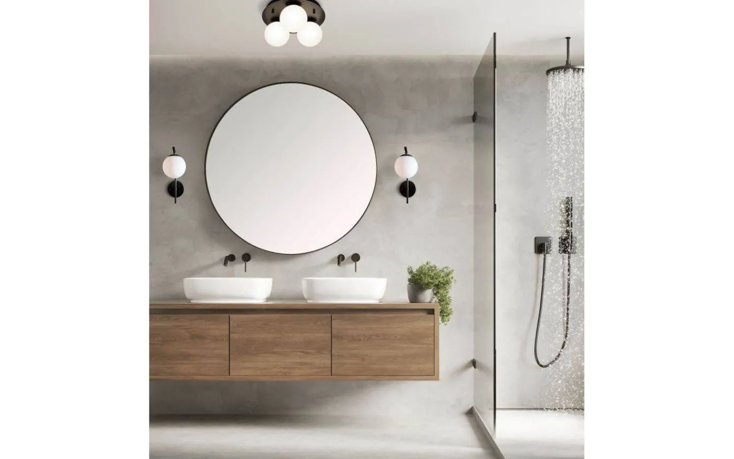 Badrum|Sovrum < Aneta Nicosia Plafond 25cm 3L Badrum Svart/Vit IP44