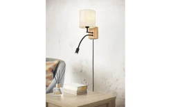 Läslampor-Trio Lighting Nilam Vägglampa med läslampa 18cm LED + E27 naturträ
