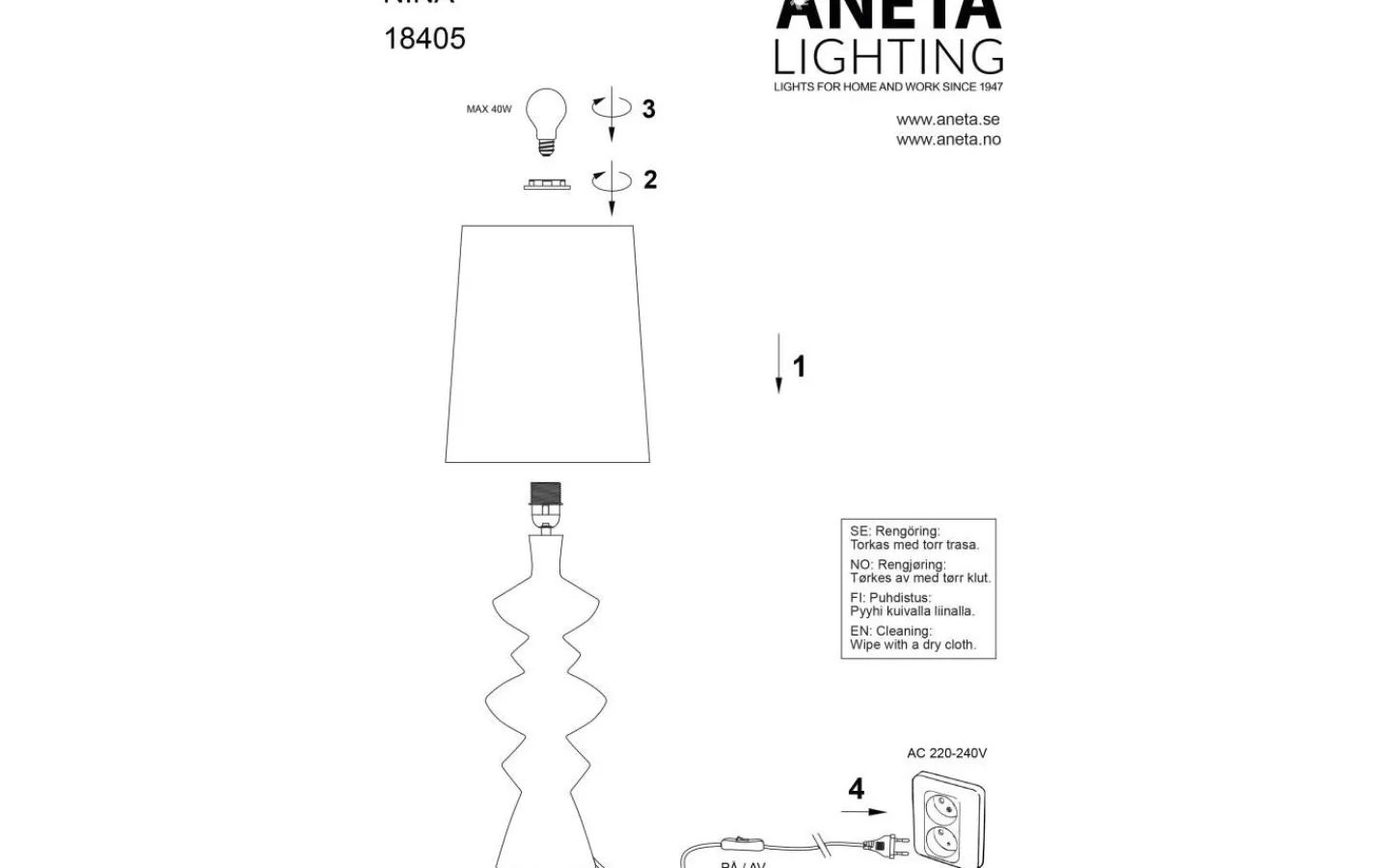 Bordslampor < Aneta Nina Bordslampa 54cm Beige