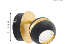 Läslampor-Eglo Nocito Vägglampa LED 3000K 3W Svart/Guld