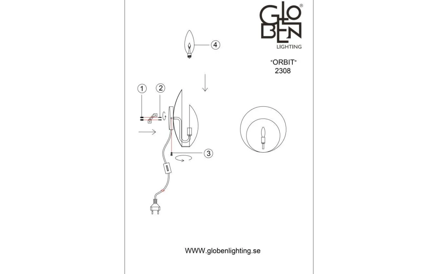 Vardagsrum|Hall & Trappa < Globen Lighting Orbit Vägglampa Guld