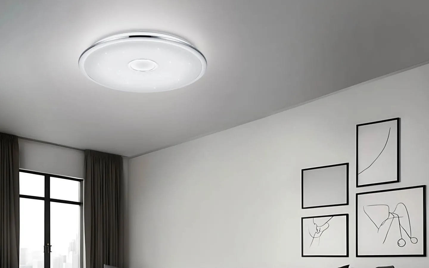 Plafonder-Trio Lighting Osaka Plafond LED 65cm krom