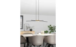 Avlånga Taklampor-Eglo Panagria Taklampa 94cm LED 3000K 2x13W Svart/Natur