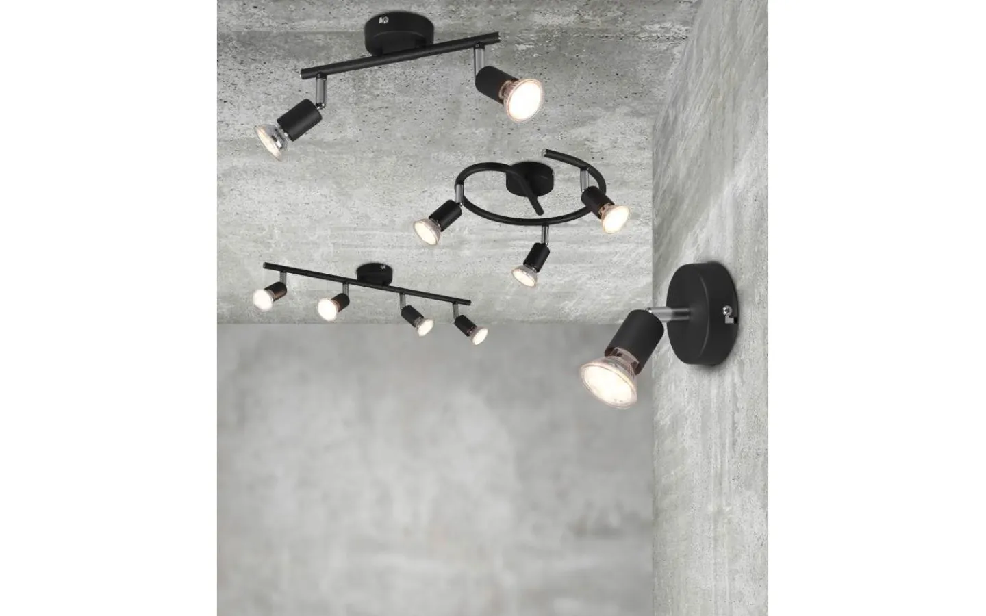 Takspot Med 2 Lampor < Reality Paris Spotlight 2-delad GU10 mattsvart