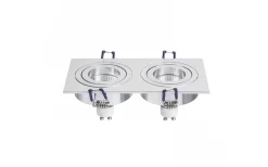 Spotlights Med Utbytbar Ljuskälla < Rendl Pasadena Infälld Spotlight 2xGU10 Borstad Aluminium
