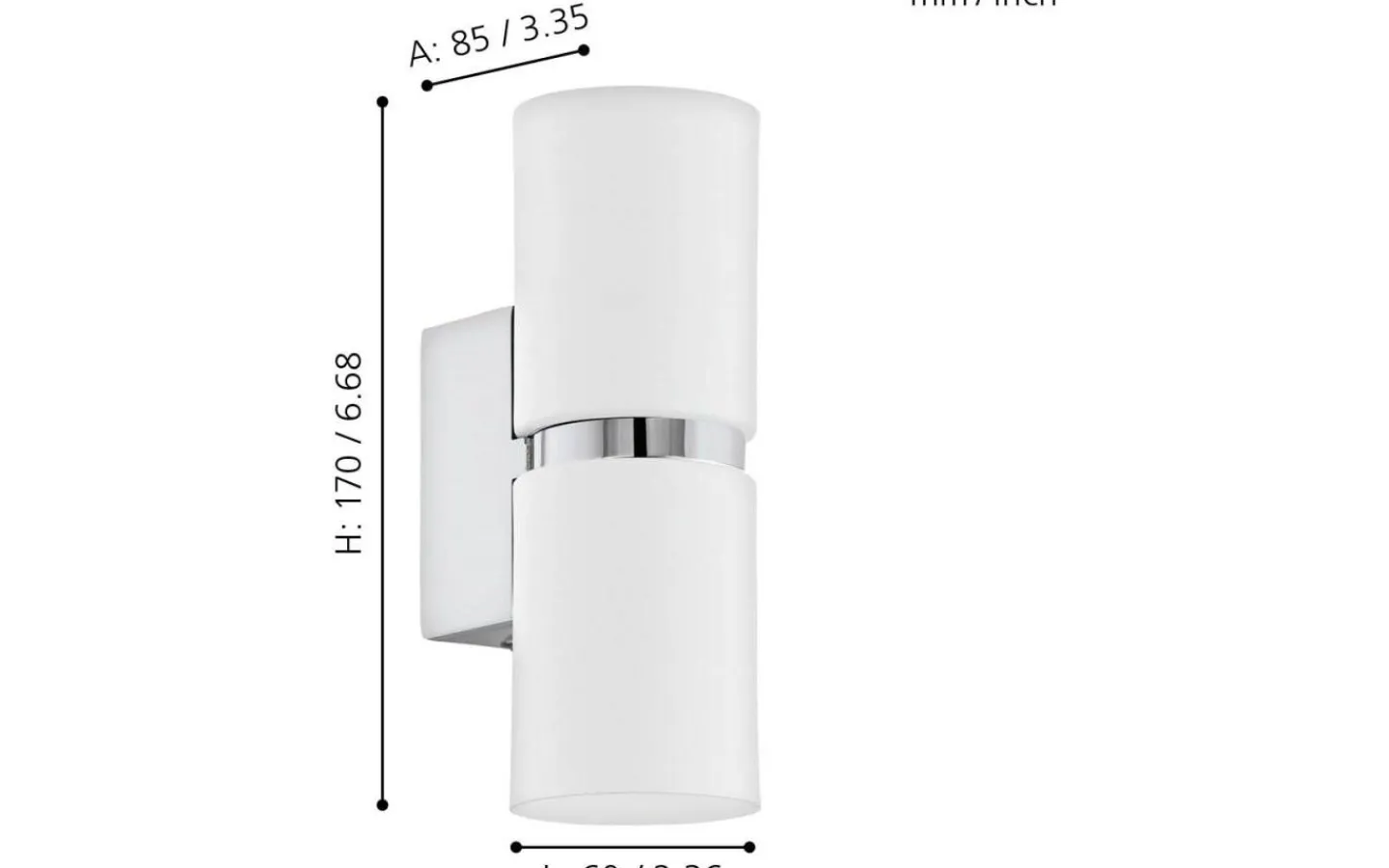 Lampetter < Eglo Passa Vägglampa LED 3000K 2x3W Krom/Vit