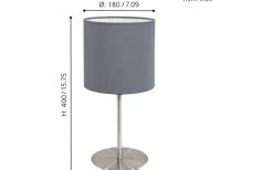 Bordslampor < Eglo Pasteri Bordslampa 40cm Nickel/Grå