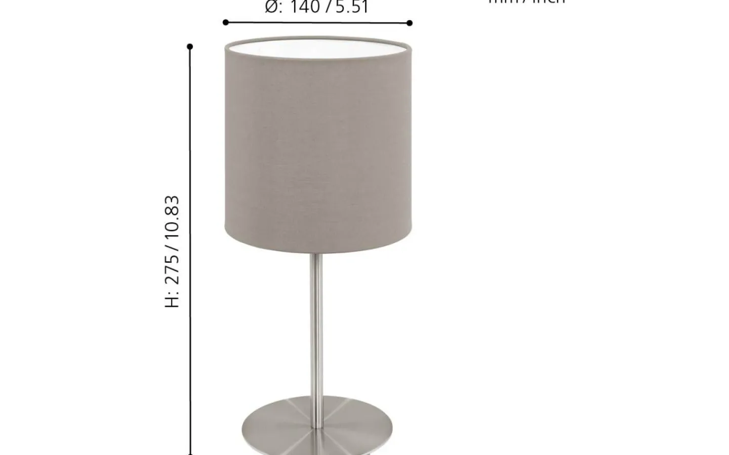 Bordslampor-Eglo Pasteri Bordslampa 28cm Nickel/Taupe