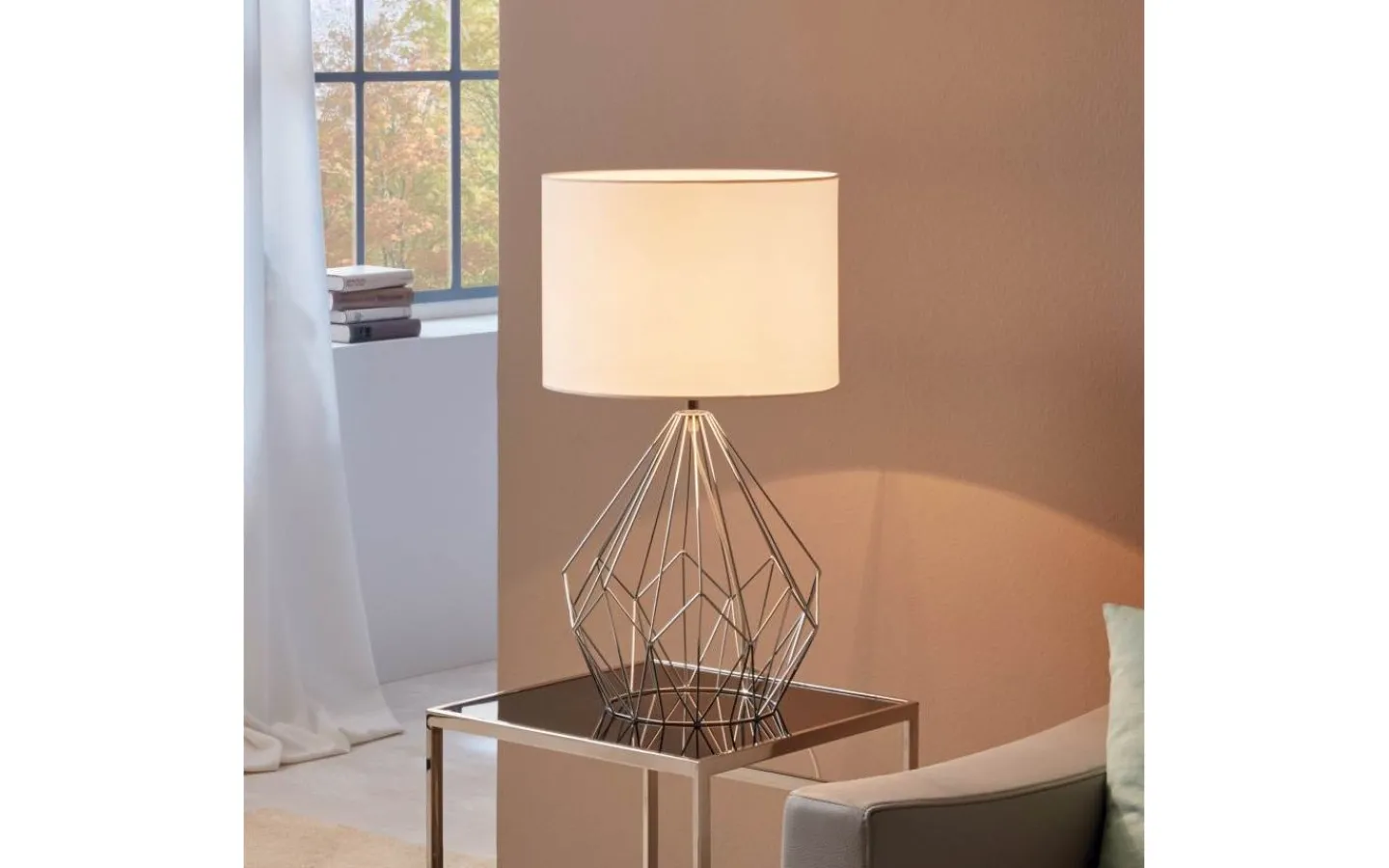 Bordslampor < Eglo Pedregal Bordslampa 65cm Krom/Vit