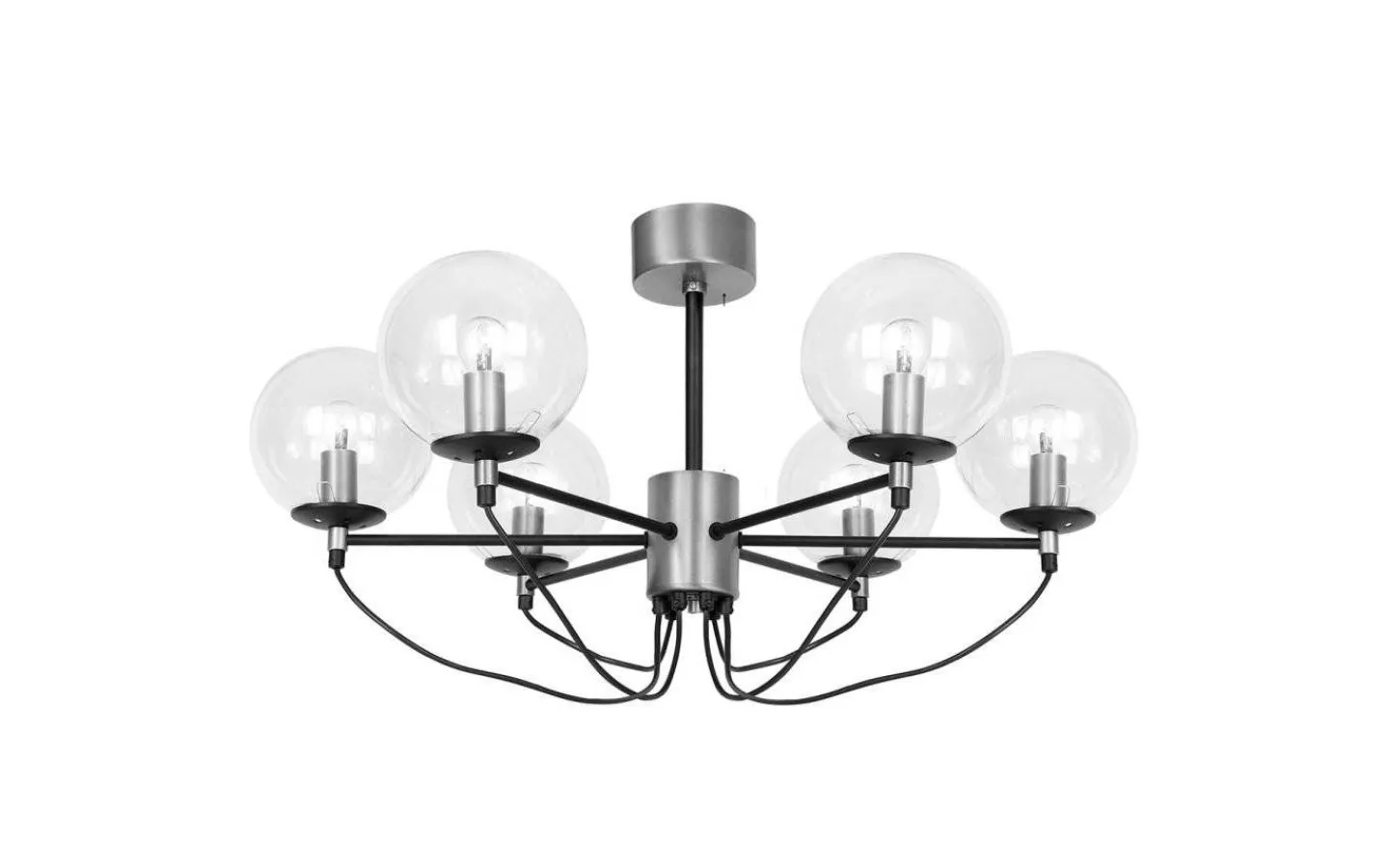 Sovrum|Stora Taklampor Ø70-150 Cm < Hallbergs Perla 6 Taklampa 6L 78cm Silver