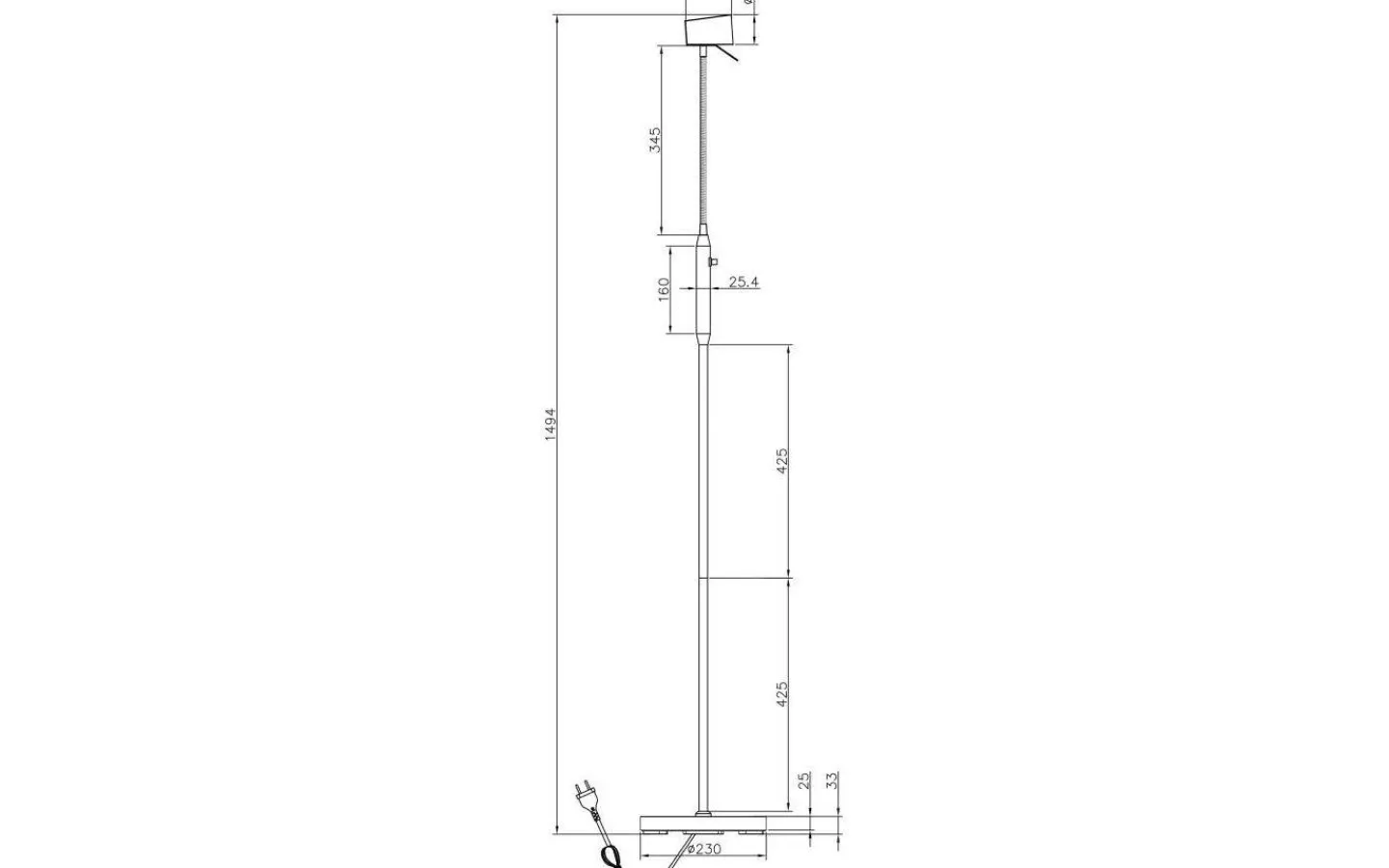 Golvläslampor-Aneta Pilot Golvlampa 135cm Stål
