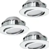 230V Led Spotlights-Eglo Pineda Spotlight 3-Pack LED 3000K 3x4,9W Krom