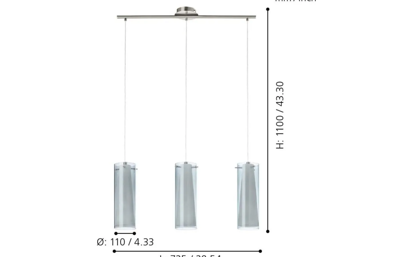 Avlånga Taklampor < Eglo Pinto Taklampa 73cm Smoke