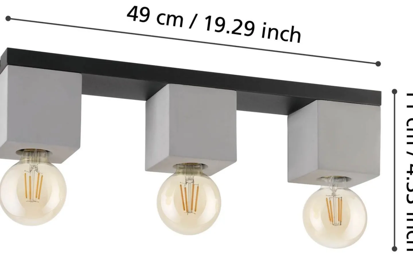 Plafonder < Eglo Prestwick Plafond 49cm Svart/Grå