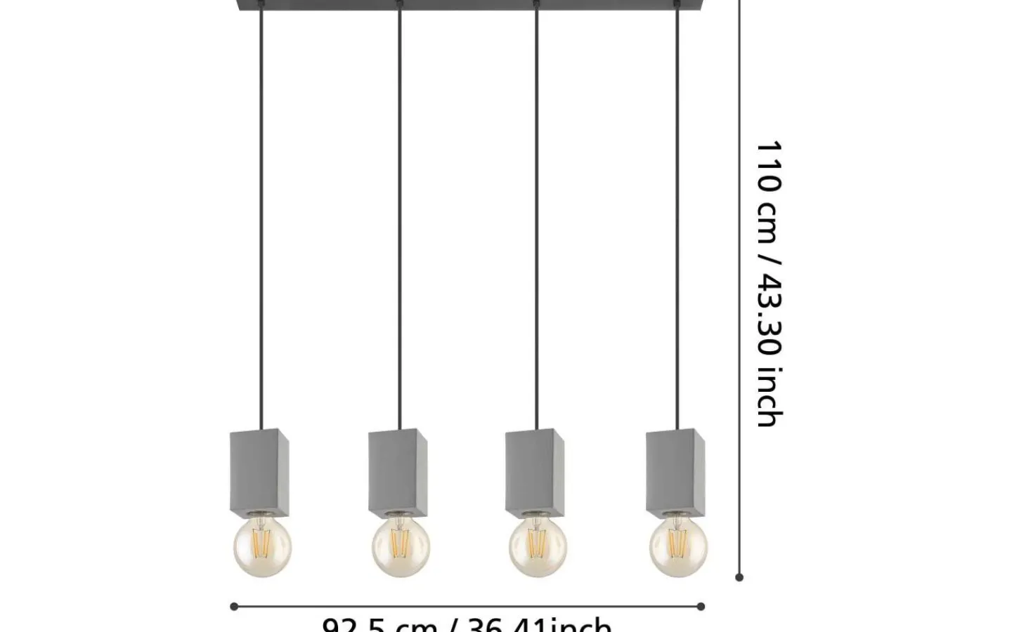 Avlånga Taklampor-Eglo Prestwick 3 Taklampa 93cm Grå
